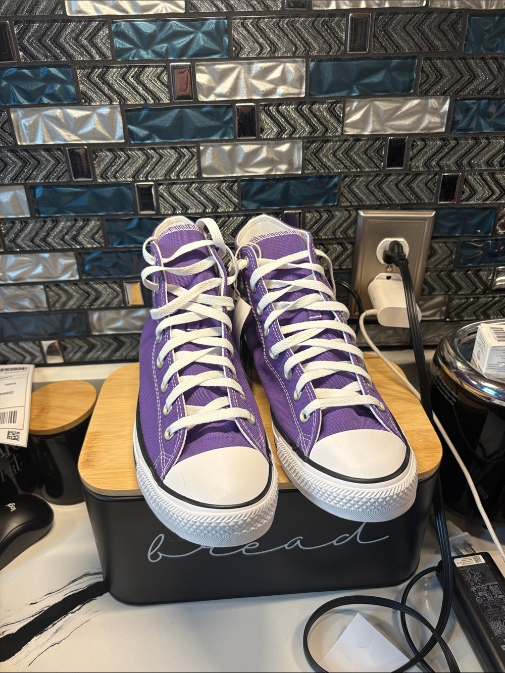 Converse Purple High-Top Sneakers with White Trim